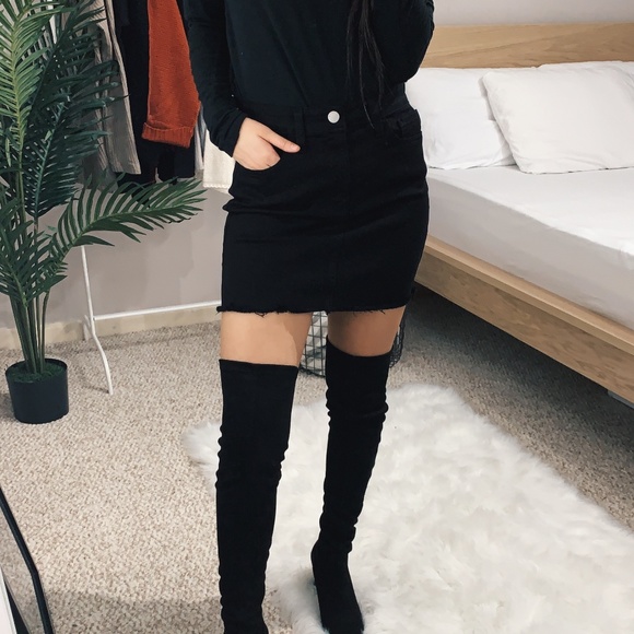 Hazel - Black Denim Skirt - Picture 2 of 8